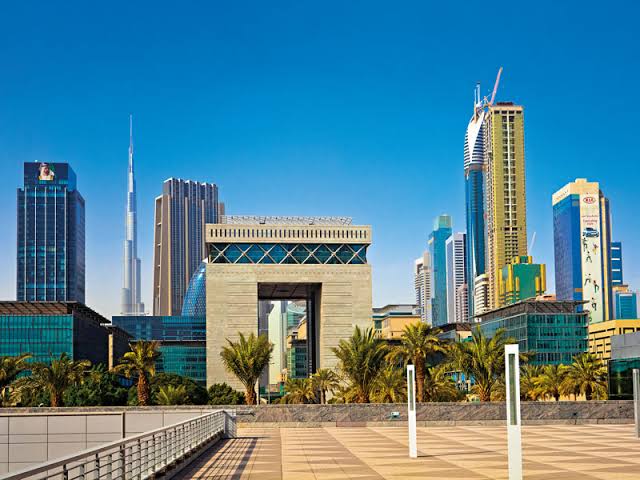 The DIFC Gate building and Dubai skyline — Dubai International Financial Centre