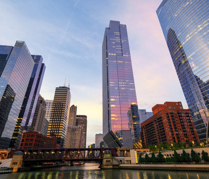 Corporate skyscrapers at dusk representing the Fortune Global 500 companies in 2026