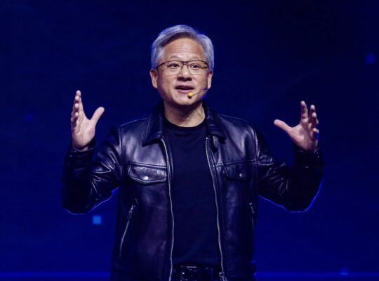 Nvidia CEO Jensen Huang on stage